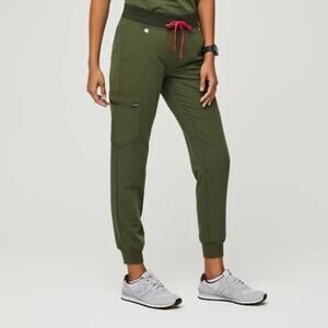 Figs High Waisted Drawstring Zamora Jogger Scrub Pants Olive Green PO 2042 Sz XS